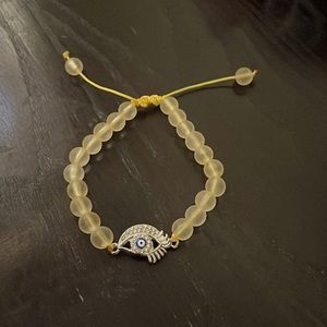 Yellow adjustable evil eye bracelet